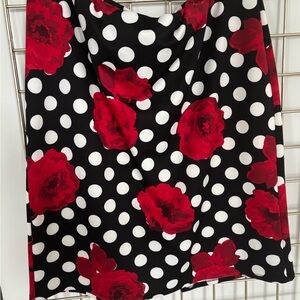 Floral Polka Dot Skirt - Red and Black